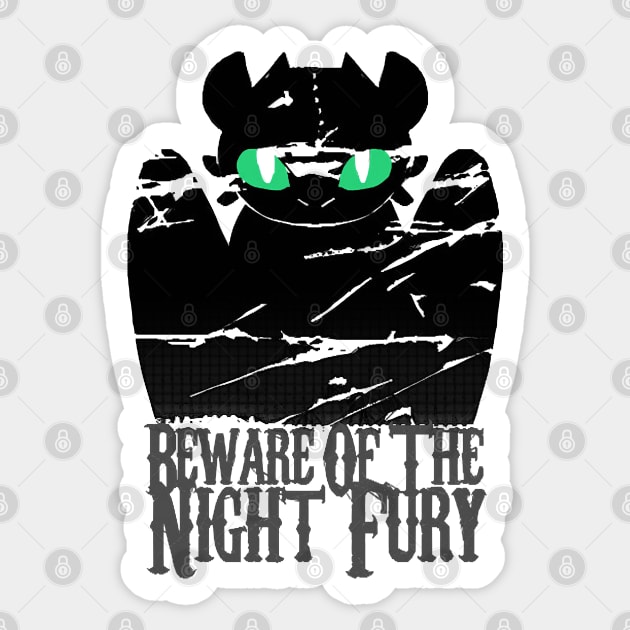 Beware of the night fury Sticker by Welde2002